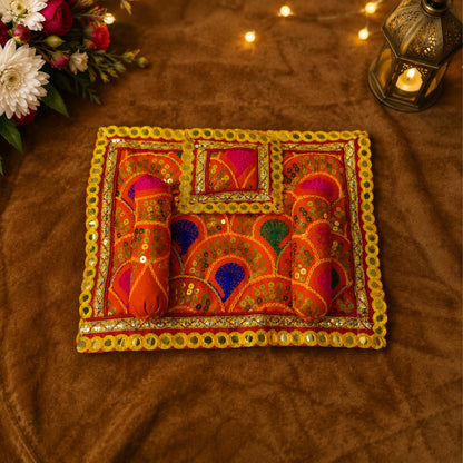 Ronak Bistar & Pillow Set | Orange & Pink, Set of 4