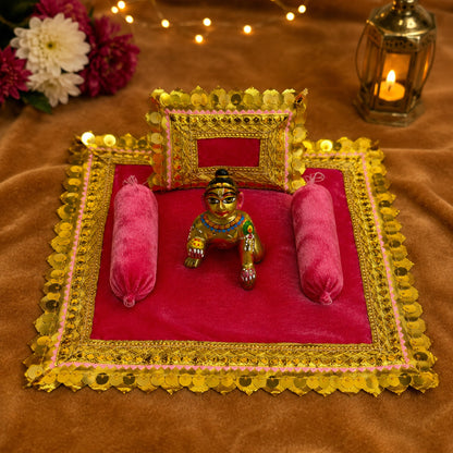 Utsav Bistar & Pillow Set | Rani Pink, Set of 4