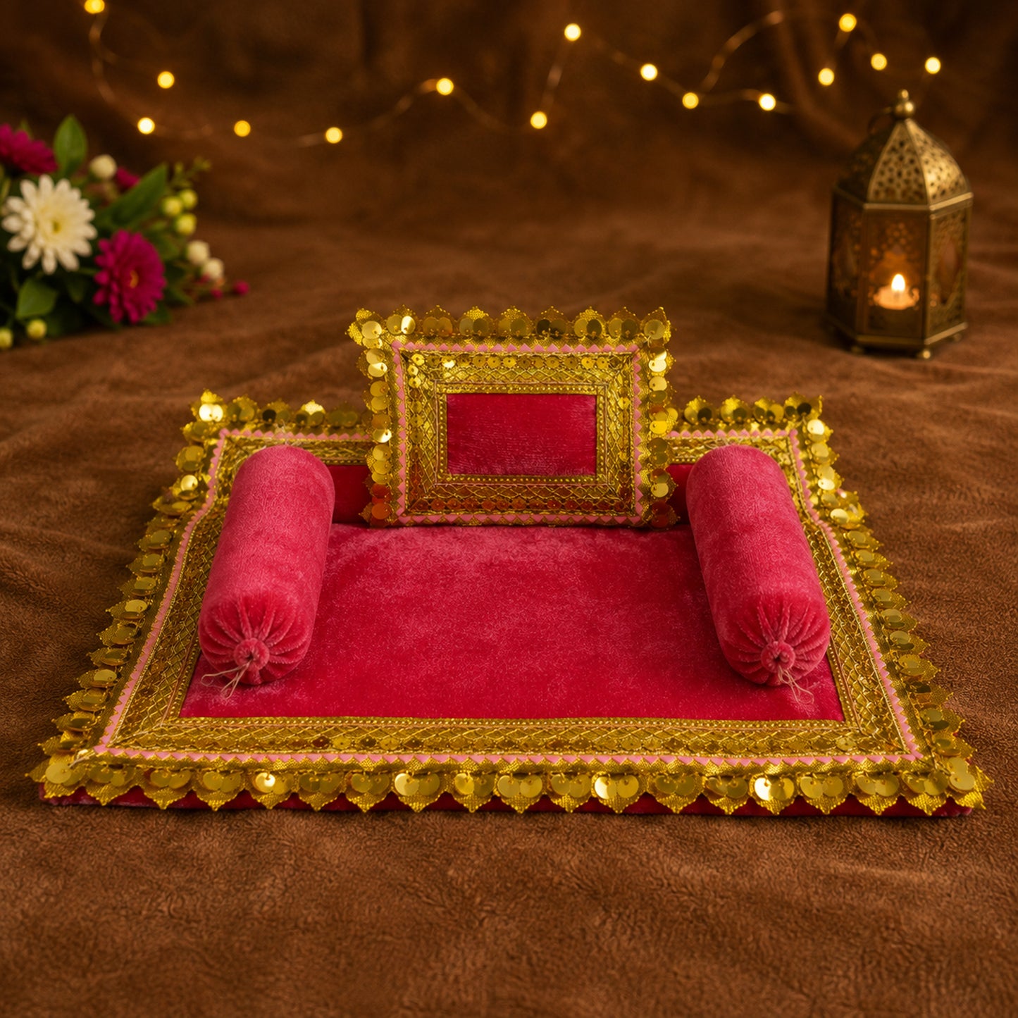Utsav Bistar & Pillow Set | Rani Pink, Set of 4
