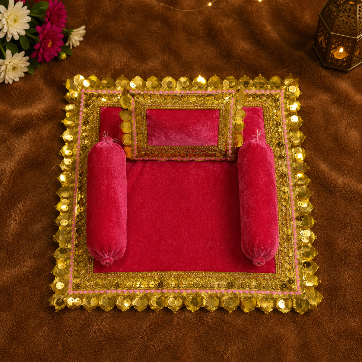 Utsav Bistar & Pillow Set | Rani Pink, Set of 4