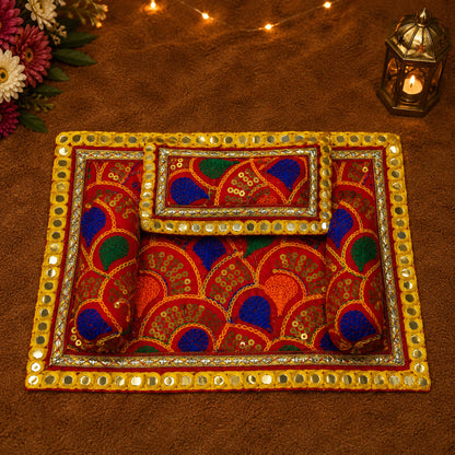 Shringar Bistar & Pillow Set | Red & Gold, Set of 4