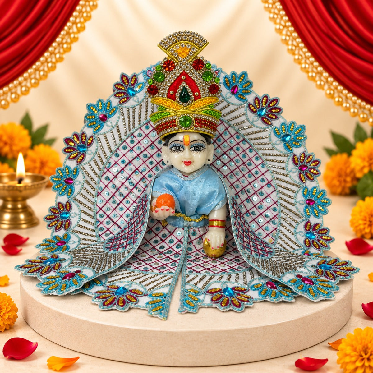 Kanha Shringar Navratri Utsav Laddu Gopal Dresses (Set of 13 + 5 Surprise Gifts)