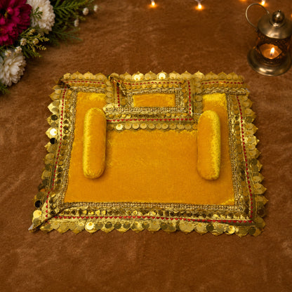 Basanti Bistar & Pillow Set | Mustard Yellow, Set of 4