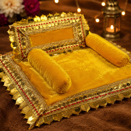 Basanti Bistar & Pillow Set | Mustard Yellow, Set of 4