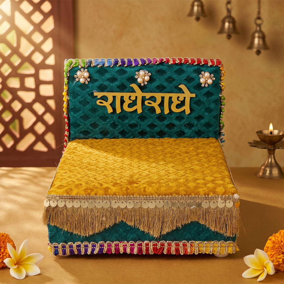 Divya Meenakari Singhasan for Laddu Gopal | Teal & Mustard