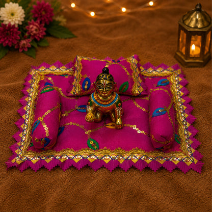 Gulnaar Bistar & Pillow Set | Rani Pink, Set of 4