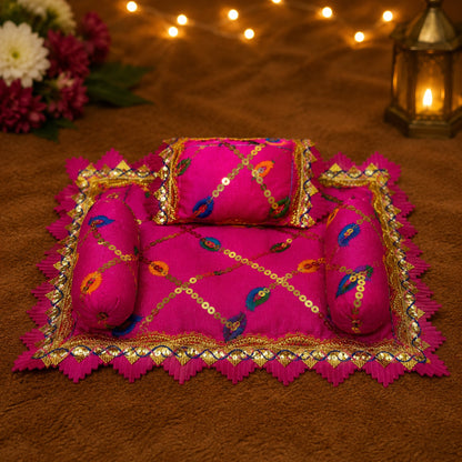 Gulnaar Bistar & Pillow Set | Rani Pink, Set of 4