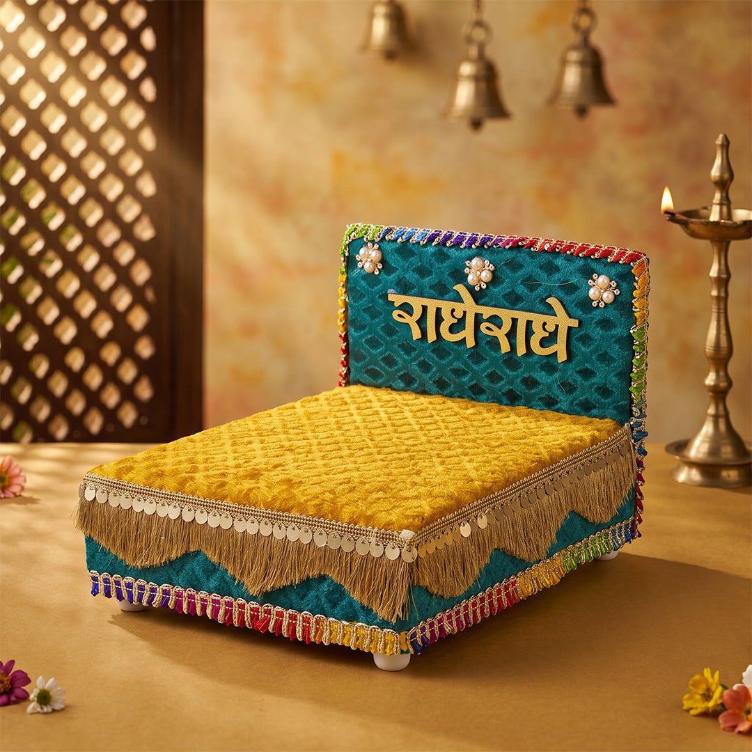 Divya Meenakari Singhasan for Laddu Gopal | Teal & Mustard