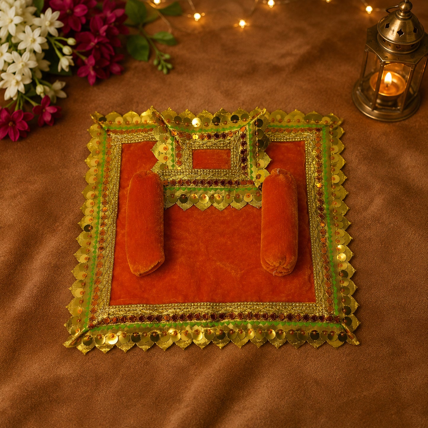 Kesari Bistar & Pillow Set | Saffron Red, Set of 4