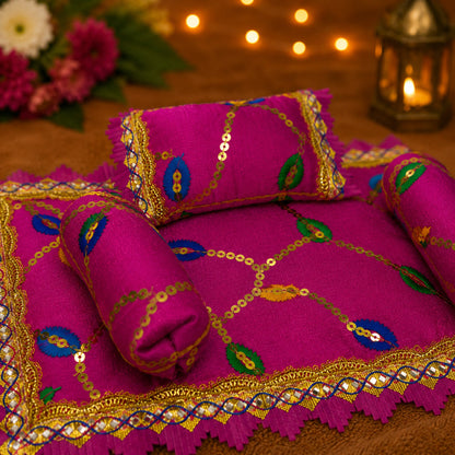 Gulnaar Bistar & Pillow Set | Rani Pink, Set of 4