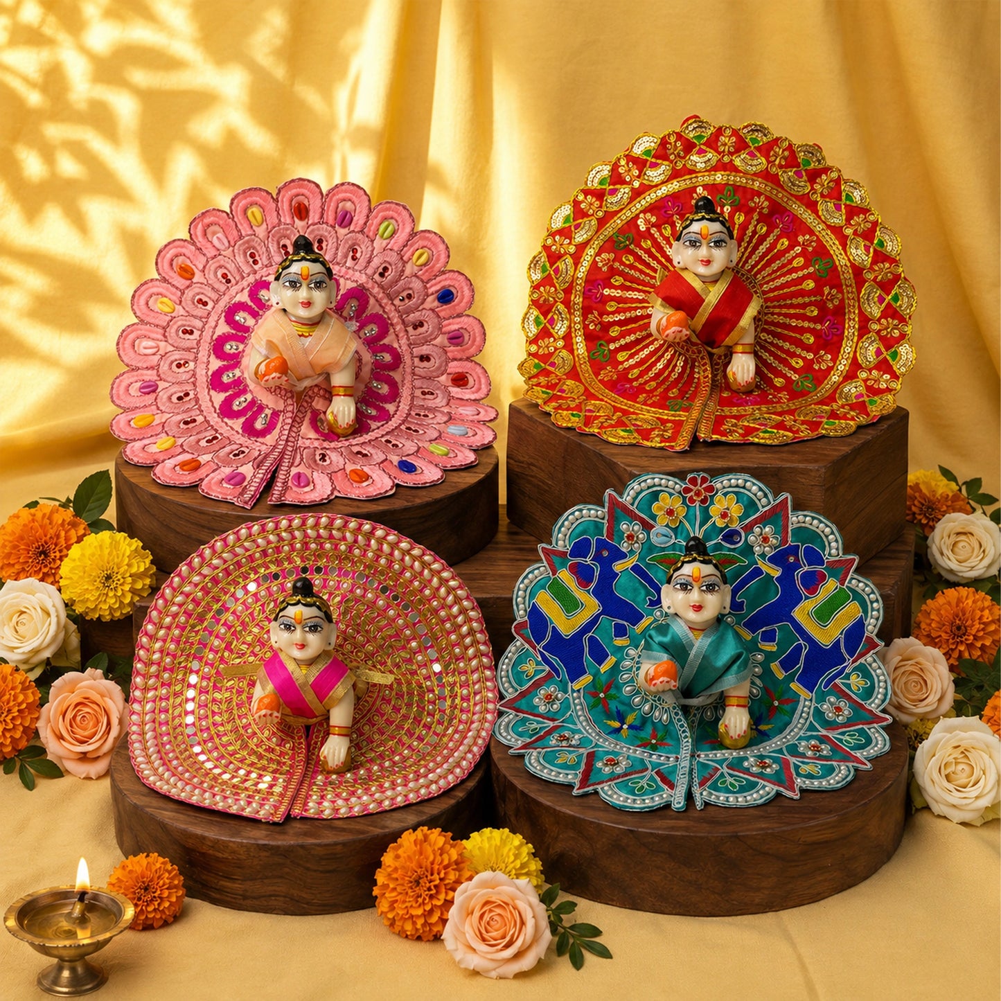 Prem Mandir Nitya Seva Laddu Gopal Dresses (Set of 4)
