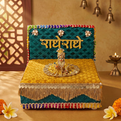 Divya Meenakari Singhasan for Laddu Gopal | Teal & Mustard