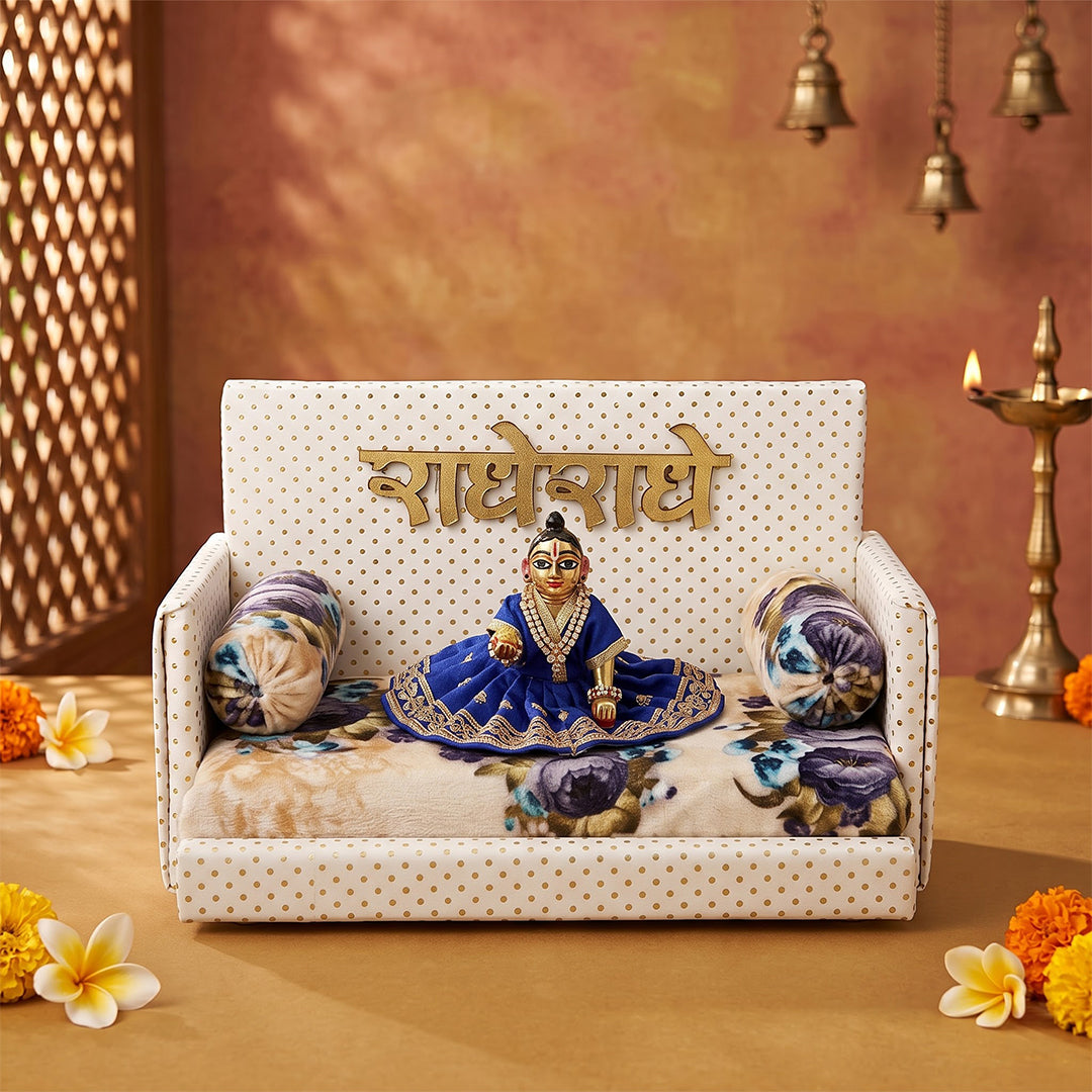 Raj Darbar Singhasan for Laddu Gopal | Ivory & Floral