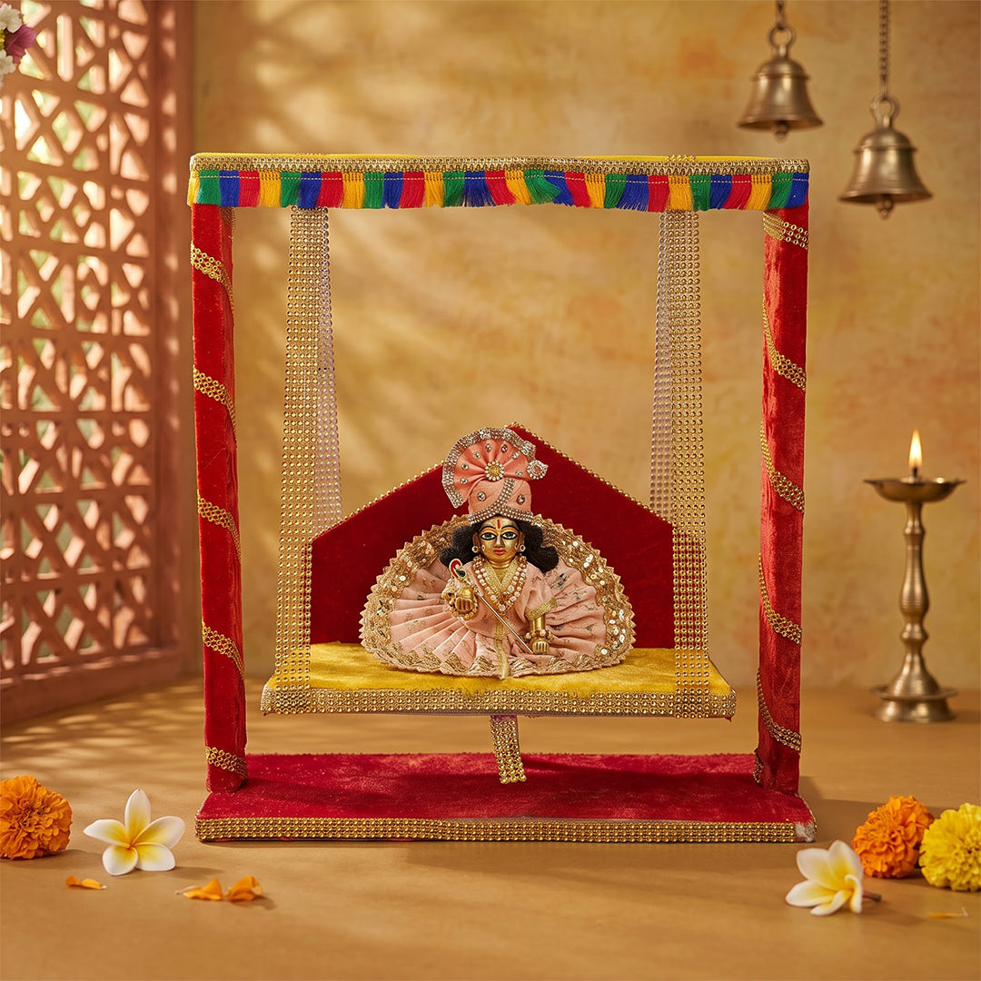 Utsav Special Laddu Gopal Jhula | Red & Gold